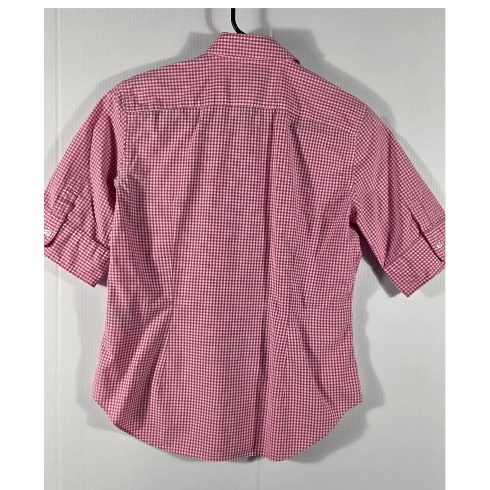 Ralph Lauren Sport Kids Pink Gingham Short Sleeve Button Down Shirt Size 14